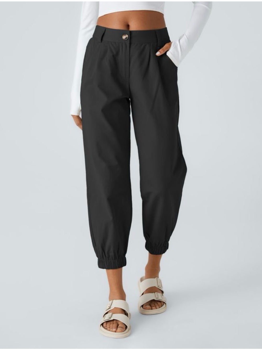 HALARA Black High-Rise Jogger Pants with Elastic Cuffs